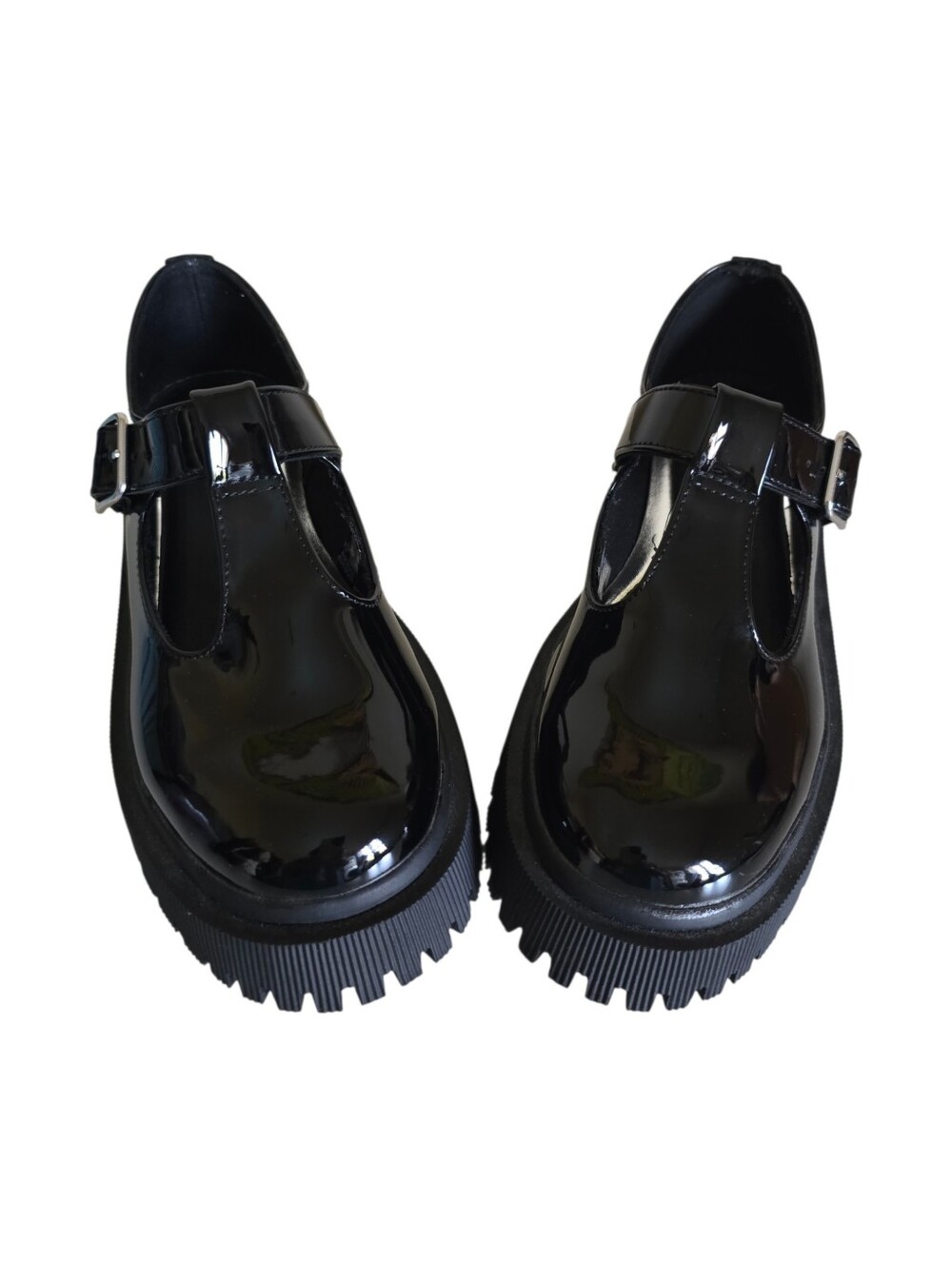 NEW 🌹 Zara Women's Black Patent T-Bar Mary Jane Chunky Heel Shoes - Picture 3 of 16